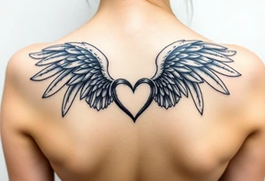 Angel wings, blue, heart tattoo idea