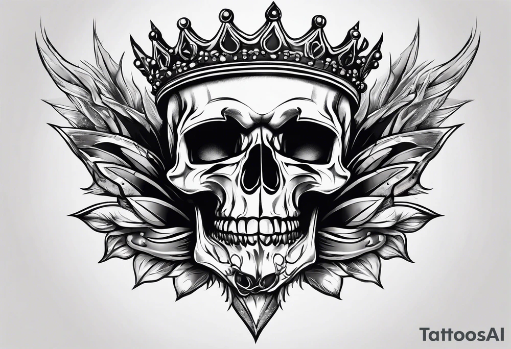 A pointy evil crown with skulls on it tattoo idea