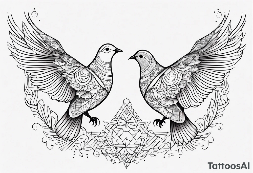 Two doves with the dates 11/05/2009 and 12/08/2024 tattoo idea