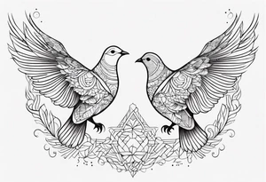 Two doves with the dates 11/05/2009 and 12/08/2024 tattoo idea