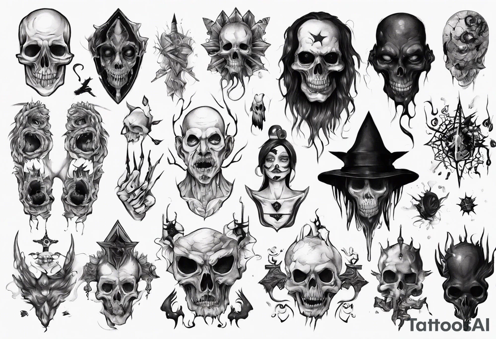 Black creepy tattoo idea