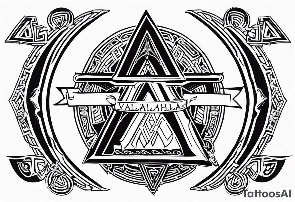 Valhalla fire runes odin
Sword shield valknut tattoo idea