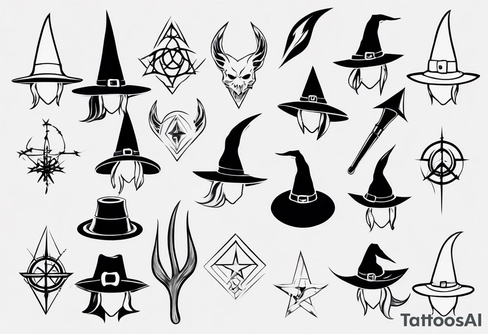 White and simple witch hat tattoo idea
