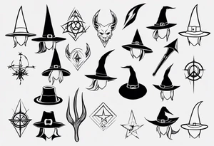 White and simple witch hat tattoo idea