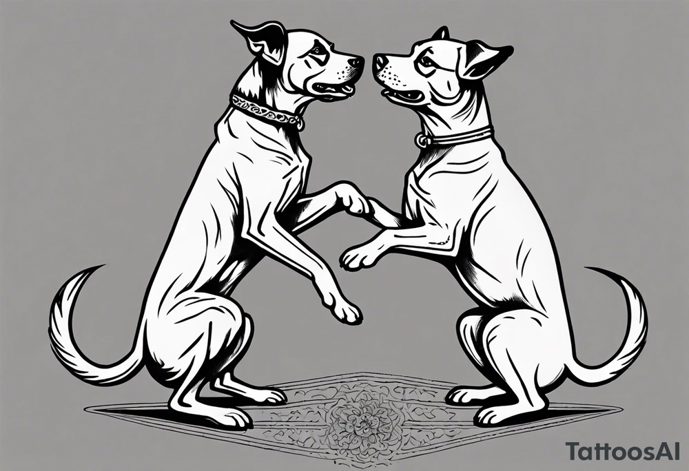 two dogs dancing on their hind legs. tattoo idea