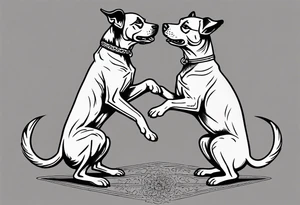 two dogs dancing on their hind legs. tattoo idea
