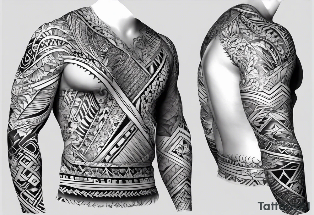 Sharp and jagged pattern, chaos, full sleeve tattoo idea