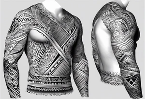 Sharp and jagged pattern, chaos, full sleeve tattoo idea