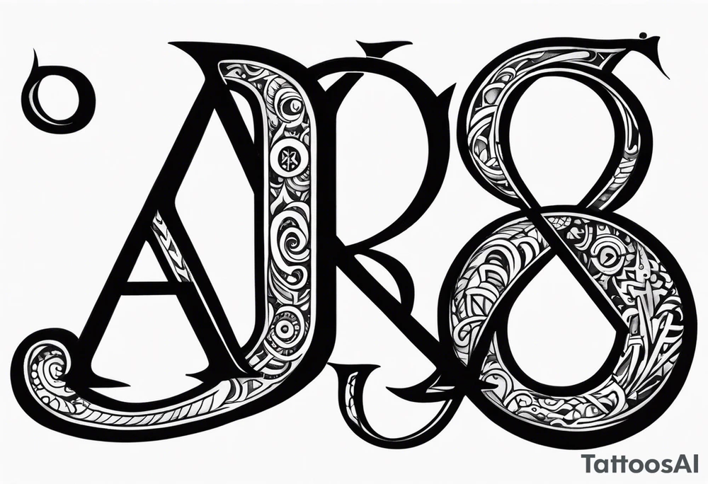 the letters A R in the middle of a ninja headband tattoo idea