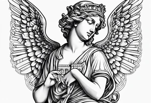 Roman angel with cash tattoo idea