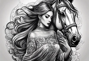 Headless woman with horse spooky tattoo idea