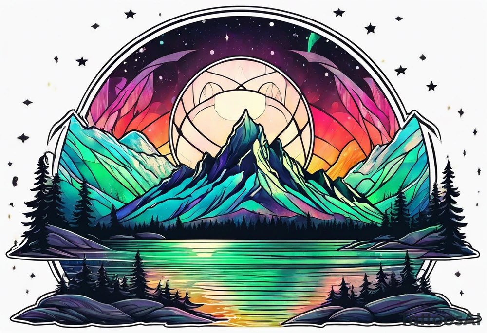 Northern lights with pennywise tattoo idea