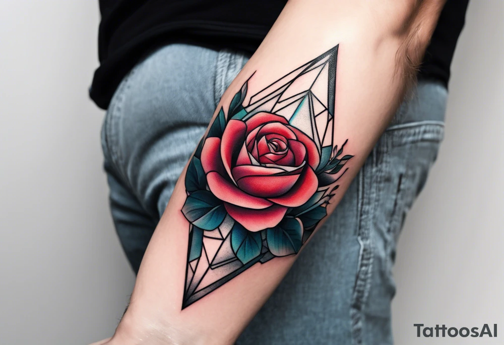 forearm tattoo, geometric rose, subtle, men, tattoo idea