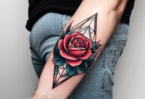 forearm tattoo, geometric rose, subtle, men, tattoo idea