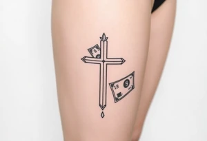 Cross with and 
money tattoo idea
