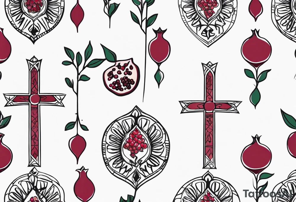 strength, small, nuanced, pomegranate, elegant, armenian, ankh, long tattoo idea