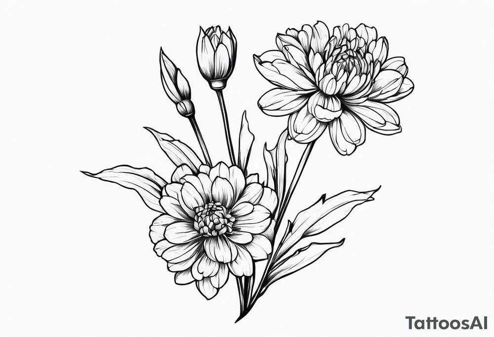 chrysanthemum and gladiolus, with stems tattoo idea