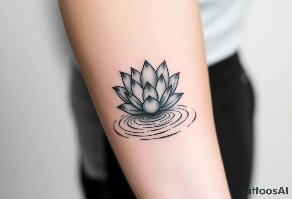 serene lotus flower emerging from sacred waters with ripples tattoo idea