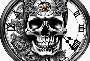 Steampunk skull, with clock and hour glass tattoo idea