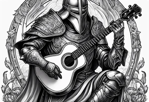 Armor of God knight holding sword and Taylor 
acoustic 
guitar tattoo idea