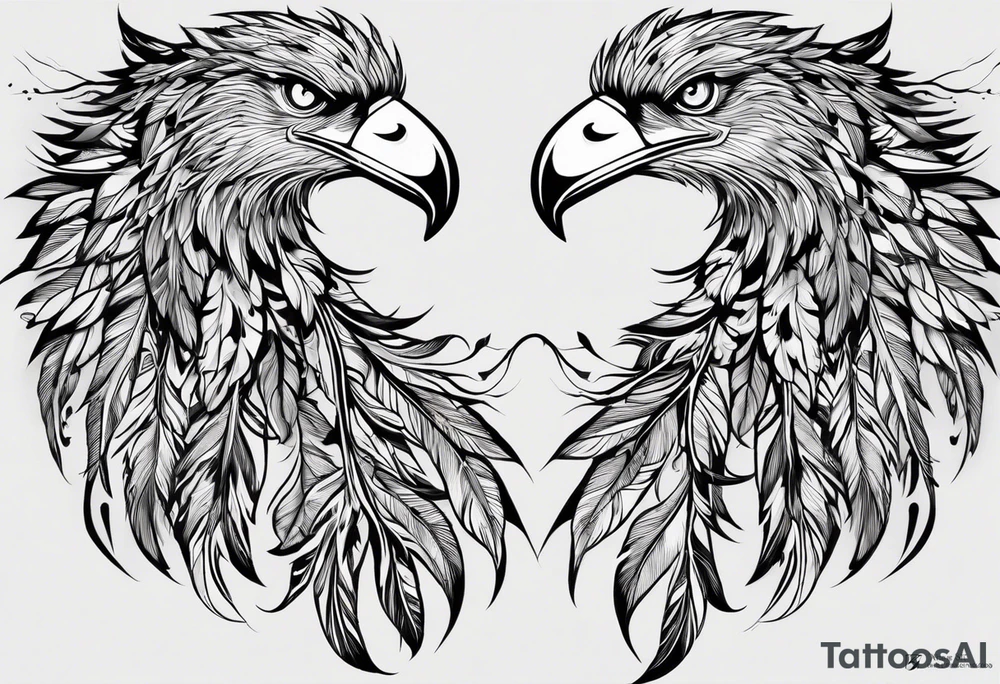 The tattoo begins on the left arm, at the elbow, where feathers are flying under the action of the wind towards the left hand. These feathers share the air space with branches that have leaves, and both elements move together up the left arm. As they approach the shoulder, some lightning appears between them. At this point, the feathers start to converge toward the left chest, where a vortex of energy reveals the head of an owl. The branches converge toward the left side of the back, passing over the shoulder. On the left side of the back, there is a dense, psychedelic element representing the energy of life's creation, with references to the earth, element, and planet. There is also a clay house in this area. tattoo idea