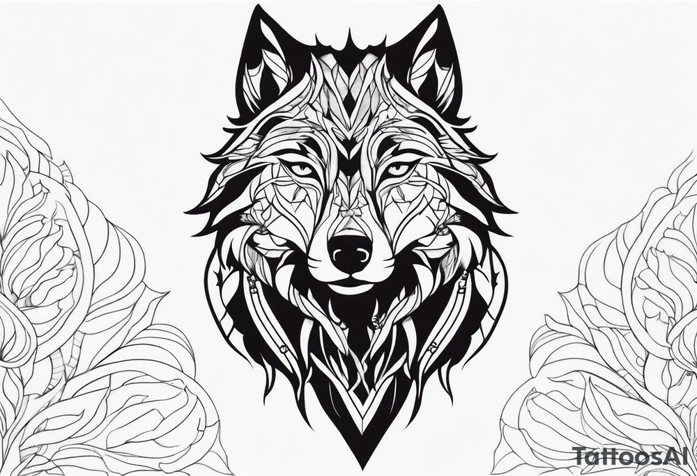 Powerful wolf tattoo idea