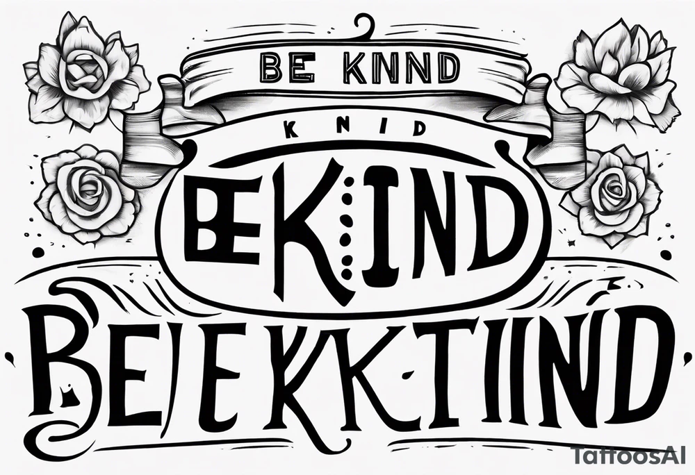 Straight line lettering that says Be Kind …..of a Bitch tattoo idea