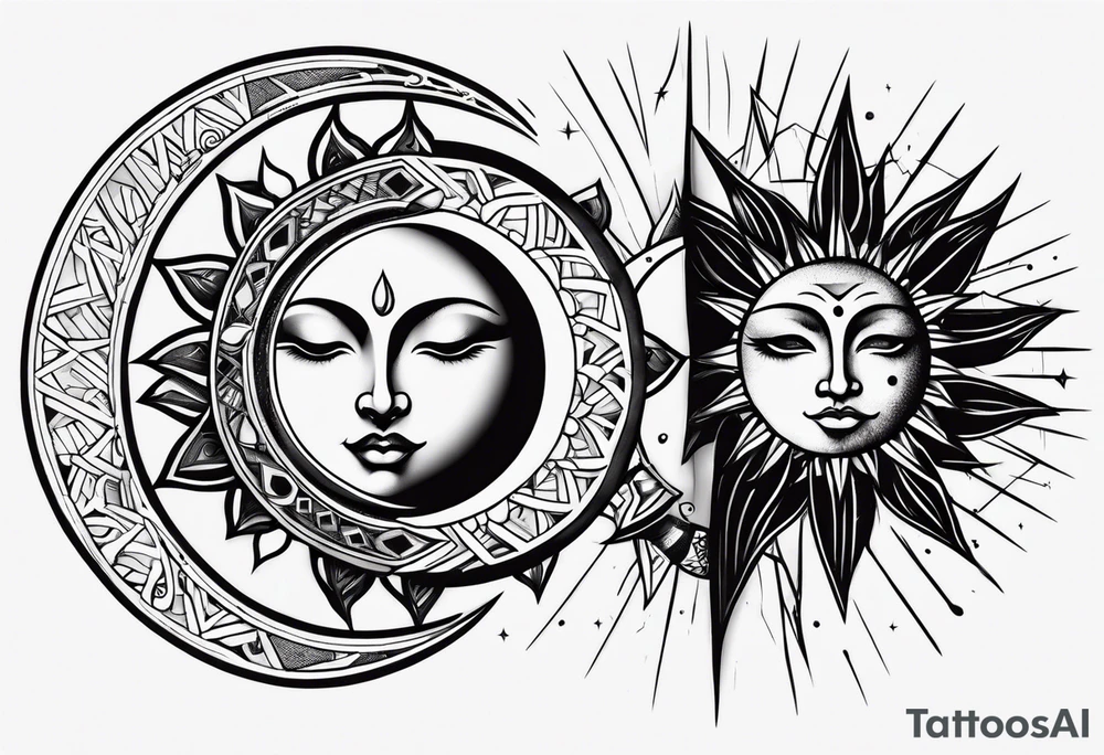 Sun and moon tattoo idea