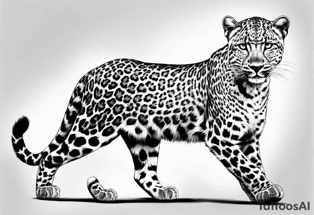 baby leopard walking with 63 tattoo idea
