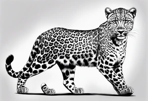 baby leopard walking with 63 tattoo idea