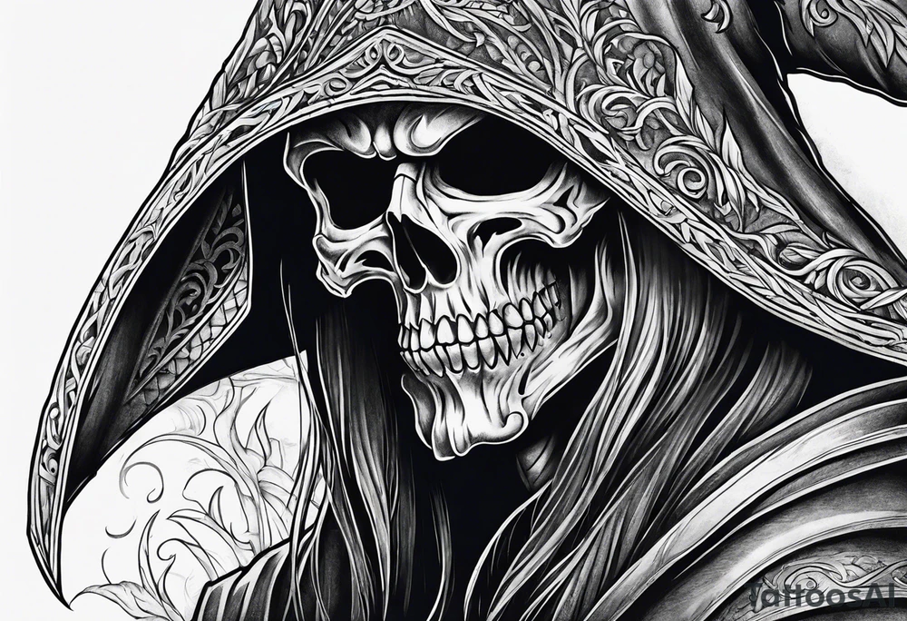 Sexy male grim reaper tattoo idea