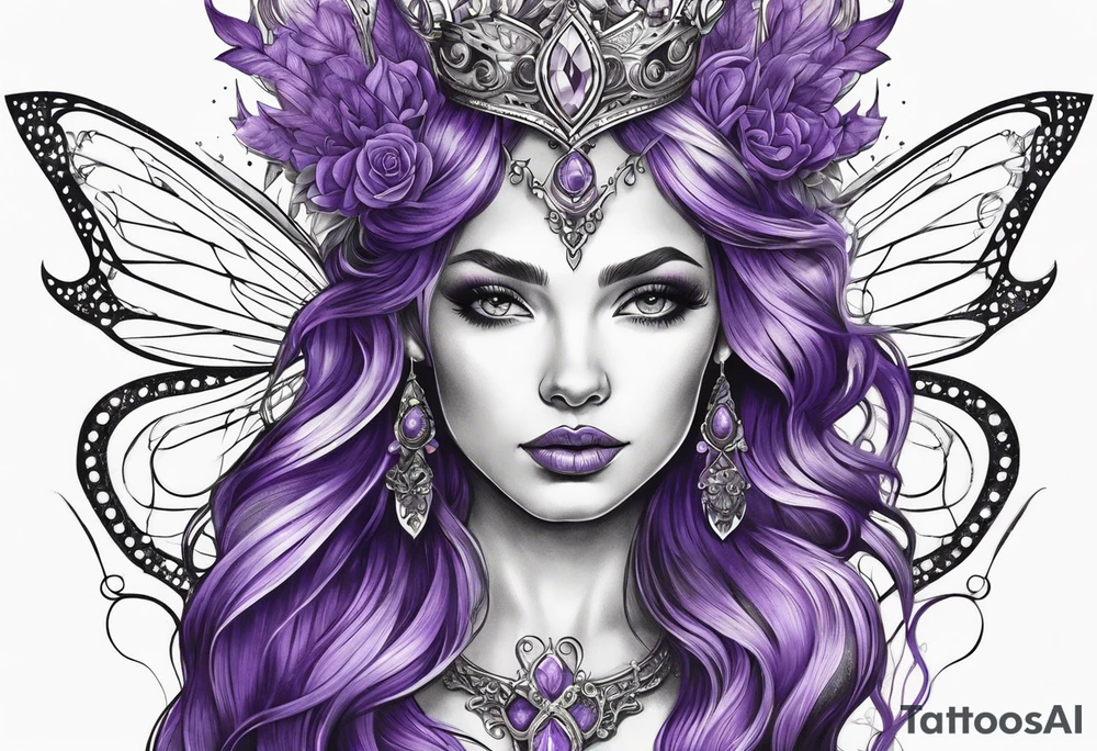 fairy queen in purple tattoo idea