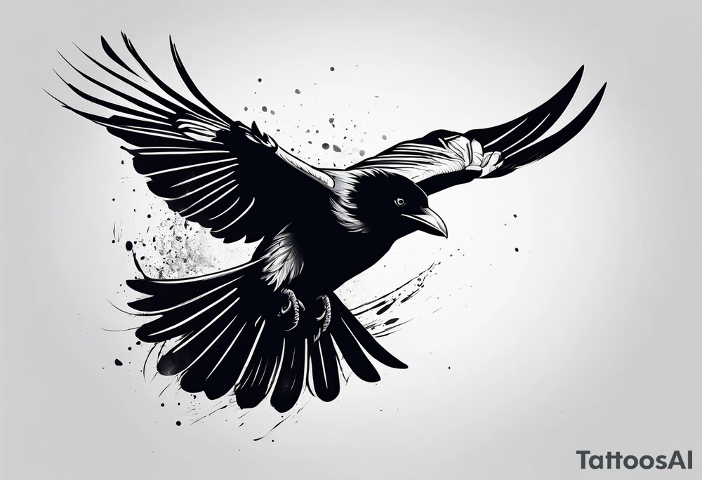 silhouette of a flying crow tattoo idea
