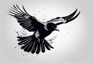 silhouette of a flying crow tattoo idea