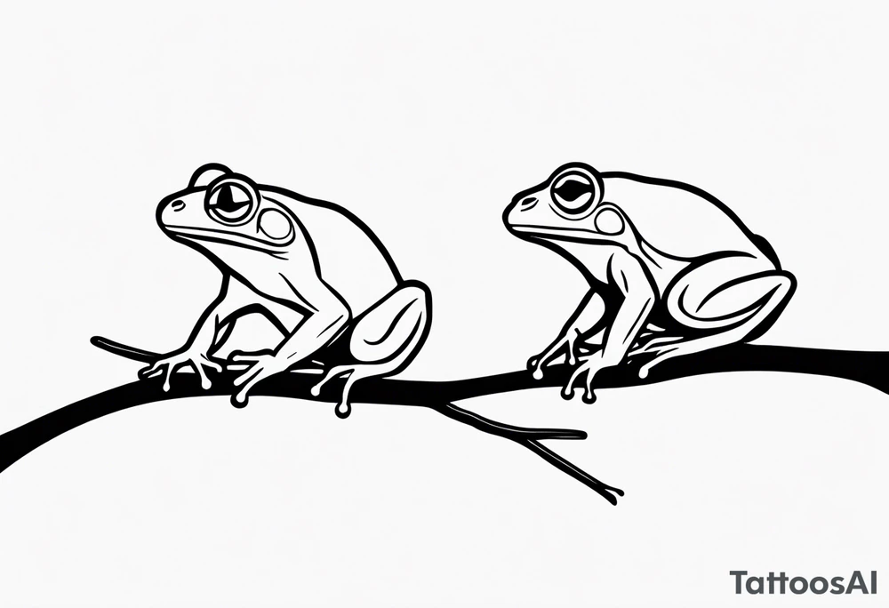 3 frogs on a branch tattoo idea