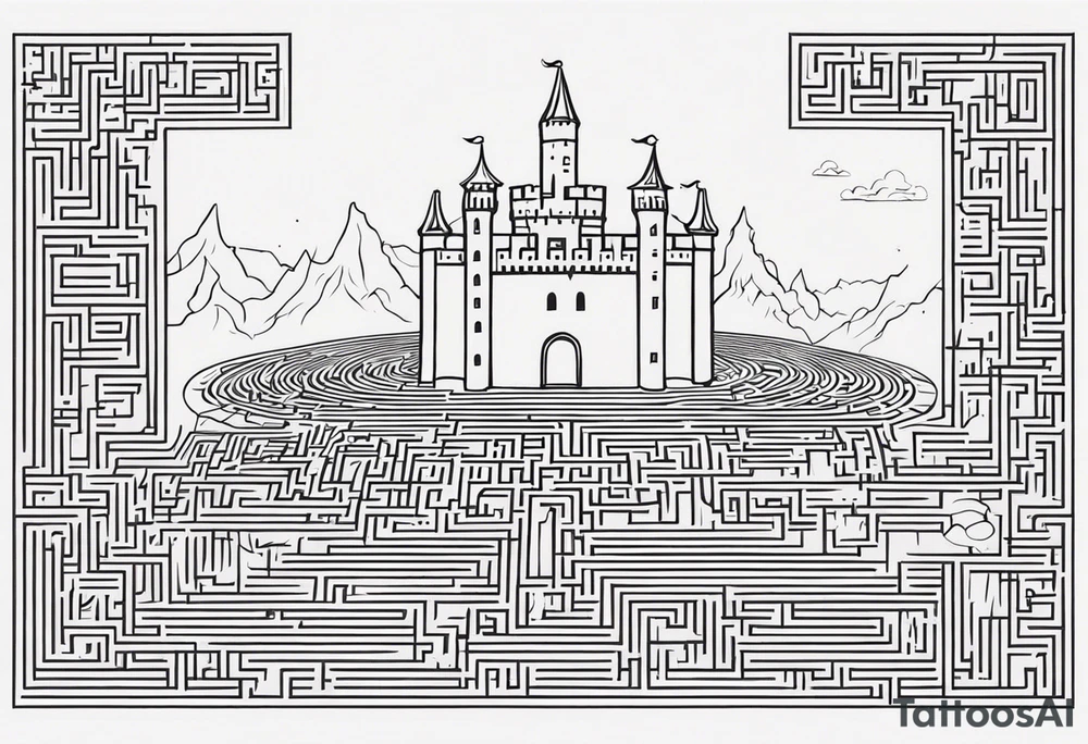 Labyrinth Maze with castle tattoo idea