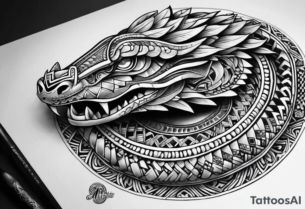 aztec snake sleeve tattoo idea