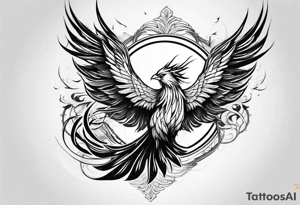 Majestic phoenix flying tattoo idea
