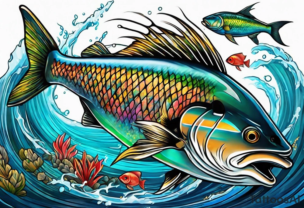 Spearfishing tattoo idea