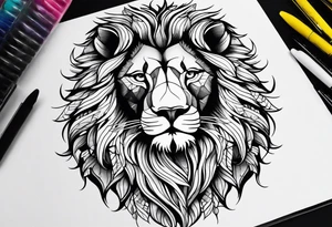 a psychedelic lion tattoo idea