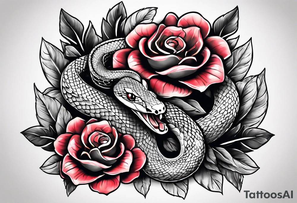 snakes wrapped around a spade with flowers tattoo idea