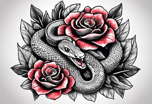 snakes wrapped around a spade with flowers tattoo idea