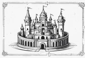 Labyrinth Castle with bell tattoo idea