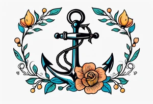 anchor old school vintage minimal bold colors tattoo idea