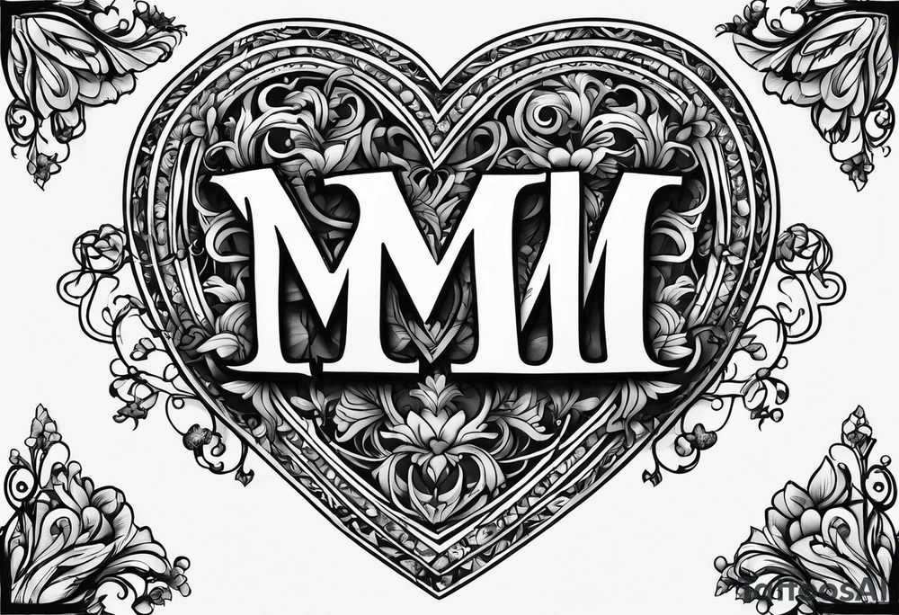 Heart with the letters M&S tattoo idea
