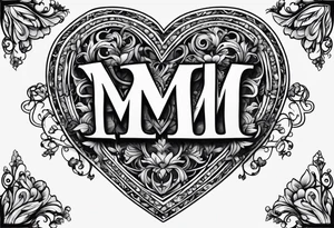 Heart with the letters M&S tattoo idea