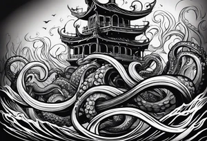 Kraken tentacles coming out of water tattoo idea