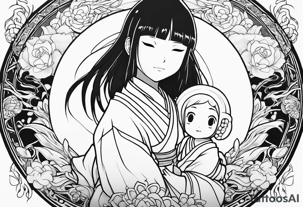 Spirited away Haku Chihiro hugging tattoo idea