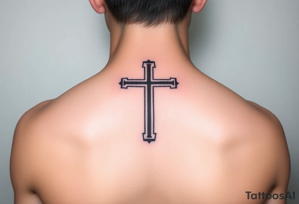 A minimalist black-and-gray Maltese cross with subtle shading, giving it a clean and modern aesthetic tattoo idea