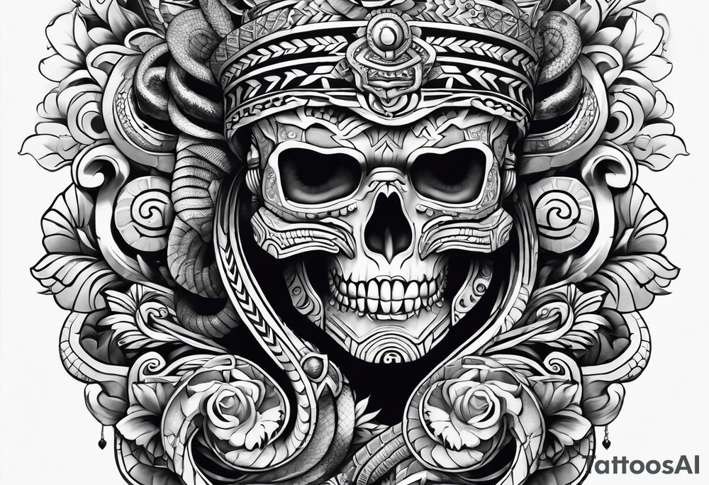 aztec snake sleeve tattoo idea